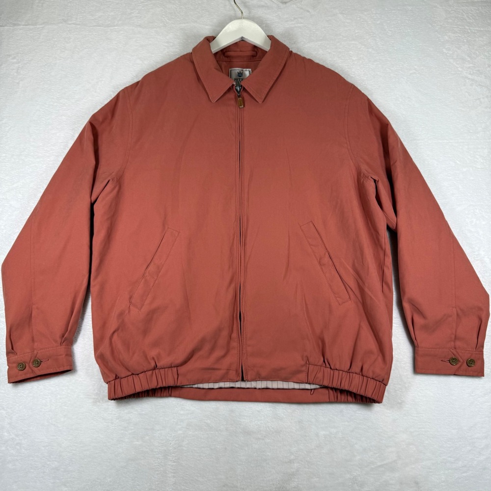 Peter Millar Mens Harrington‎ Jacket Large Terracotta Orange Full Zip Bomber L